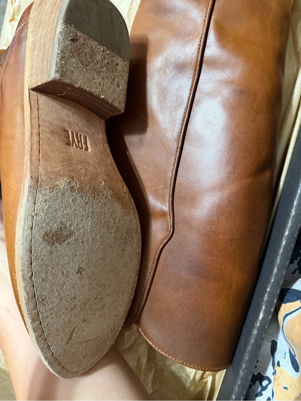 FRYE- Carson Piping Tall Leather Riding Boots 9M - Picture 3 of 8